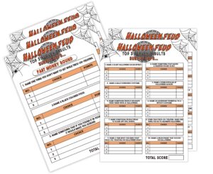 halloween friendly feud game, family game night, halloween quiz, halloween trivia adult games, halloween party game for family activity - 30 halloween feud cards and 3 fast money round cards (02)