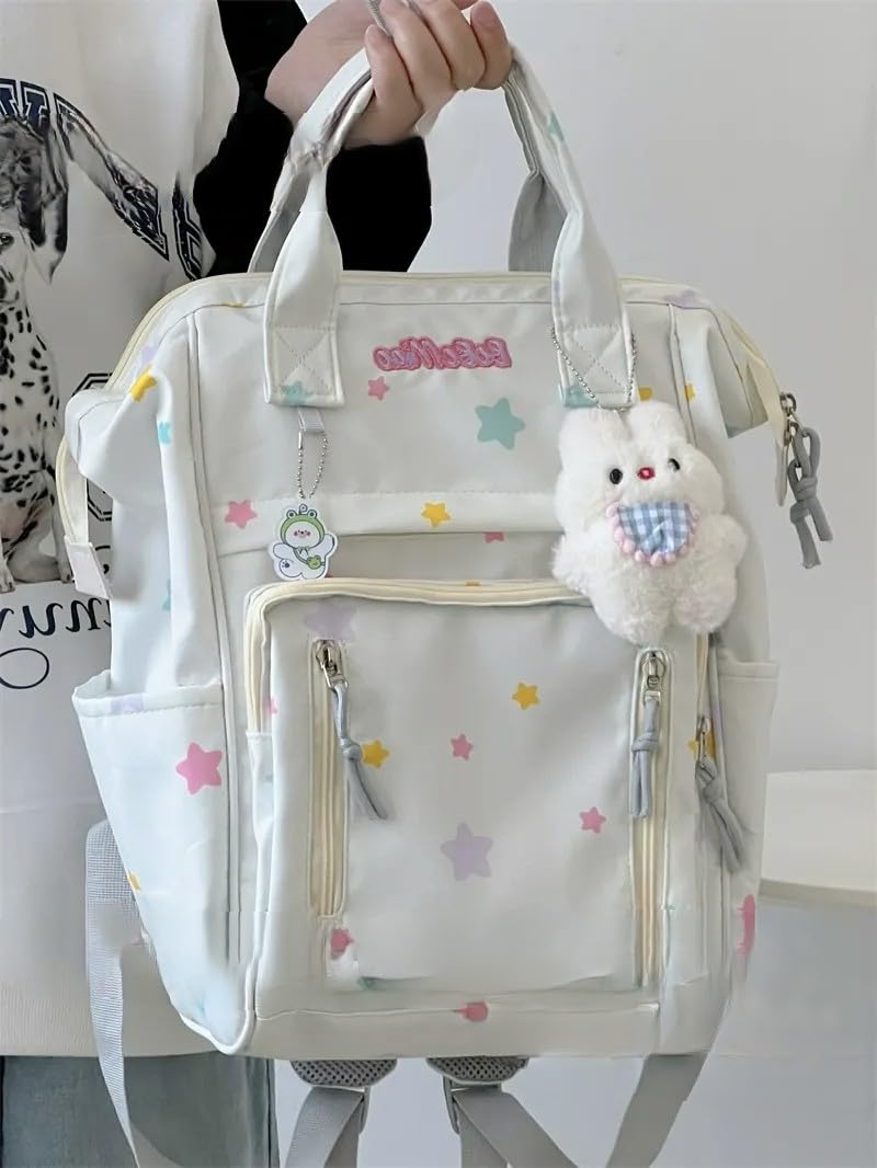 irLocy Star Backpack Y2K Backpack College Backpack Cute Preppy Backpack Aesthetic Backpack Y2K Accessories (beige)