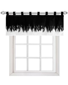 tab top window valance,black white gradient abstract art kitchen valances light filtering privacy curtain 1 panel for bedroom,bathroom,living room classic minimalist oil painting art 42x12in