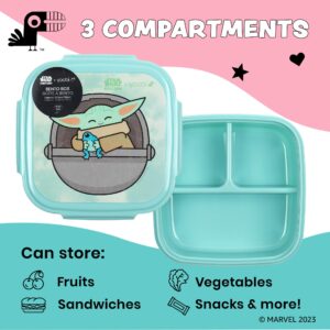 Yoobi Star Wars X Grogu Bento Box and Ice Pack – 3 Compartment Lunch Box, Dishwasher & Microwave Safe Food & Snack Container for Kids & Adults – BPA & PVC Free, Leakproof