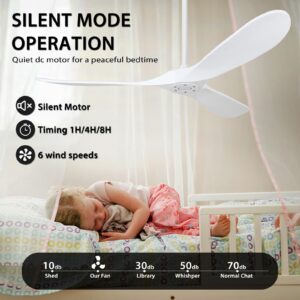 YKXONFA Solid Wood Ceiling Fans Without Light, 52 inch Real Wood Ceiling Fan with 6-Speeds 3 Wood Blades, Indoor Outdoor Ceiling Fans for Garage, Farmhouse, Living Room, Bedroom, Office