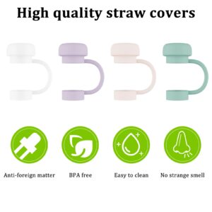 4 Pcs Straw Covers for Stanley Cup 40-20 oz, 0.4 inches Silicone Straw Cover Caps, Stanley Cups Accessories, Dust-proof and leak-proof (4 Straw Covers)