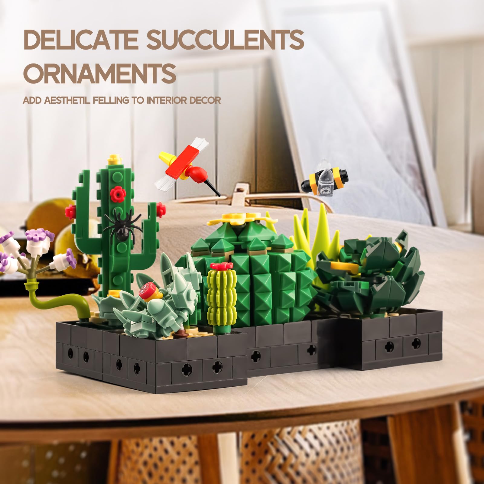 Vocrev Succulents Flowers Building Sets Compatible with Lego Sets for Adult, Tiny Succulent Flower Plant Home Décor, Botanical Collection, Ideas Gifts for Girls Women Flower-Lovers, 590 Pieces