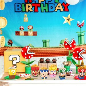 30PCS Mario Birthday Party Supplies, Mario Party Snack Box Decorations, Mario Party Favors for Mario Party Paper Popcorn French Fries Fried Chicken Boxes