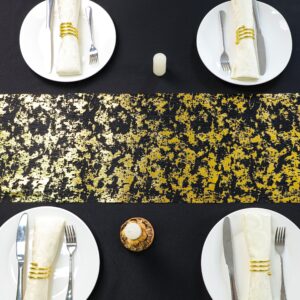 Snowkingdom Black and Gold Table Runner 49 Feet 588 inches Golden Metallic Table Centerpieces Foil Runners Party Decorations Glitter for Wedding Birthday Shower Christmas Thanksgiving Anniversary