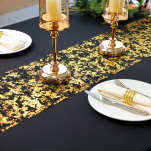 Snowkingdom Black and Gold Table Runner 49 Feet 588 inches Golden Metallic Table Centerpieces Foil Runners Party Decorations Glitter for Wedding Birthday Shower Christmas Thanksgiving Anniversary