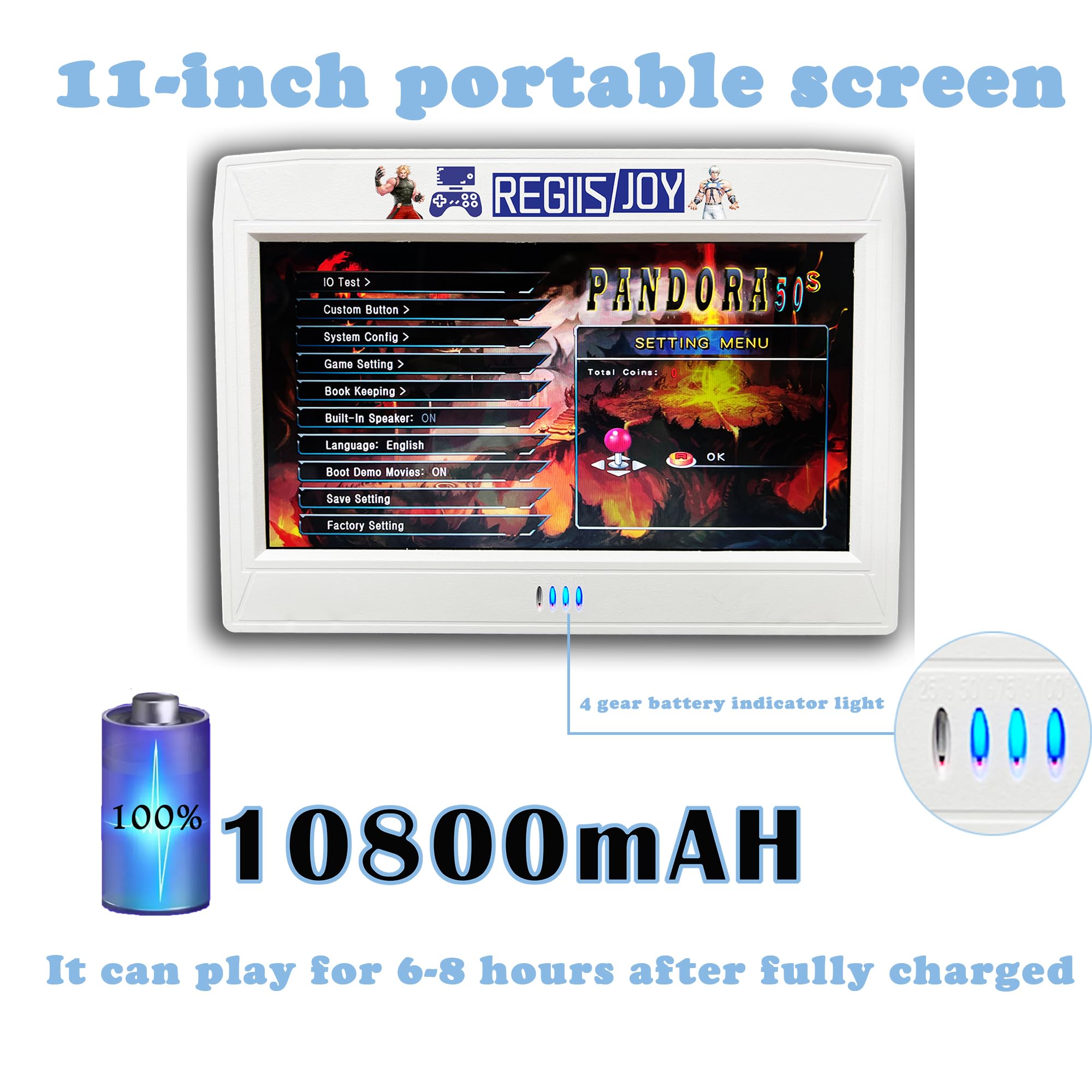 RegiisJoy 28000 in 1 Handheld Portable Arcade Game Console Mini Pandora Box 50S with HD Screen 2.4GHZ Wireless Controllers Search/Hide/Save/Load/Pause Games