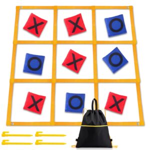 Tic Tac Toe Game - 4ft x 4ft Outdoor Yard Giant Tic Tac Toe for Backyard, Camping, Lawn, Portable No Assembly Outdoor Bean Bag Toss Game for Family and Kids