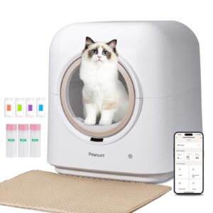 Pawduct Automatic Cat Litter Box Self Cleaning, Anti-Pinch Robot Cat Litter Box, Large Cat Litter Box for Multiple Cats, Smart APP Remote Control/Odor Removal, with Waste Bags/Mats