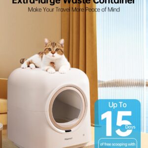 Pawduct Automatic Cat Litter Box Self Cleaning, Anti-Pinch Robot Cat Litter Box, Large Cat Litter Box for Multiple Cats, Smart APP Remote Control/Odor Removal, with Waste Bags/Mats