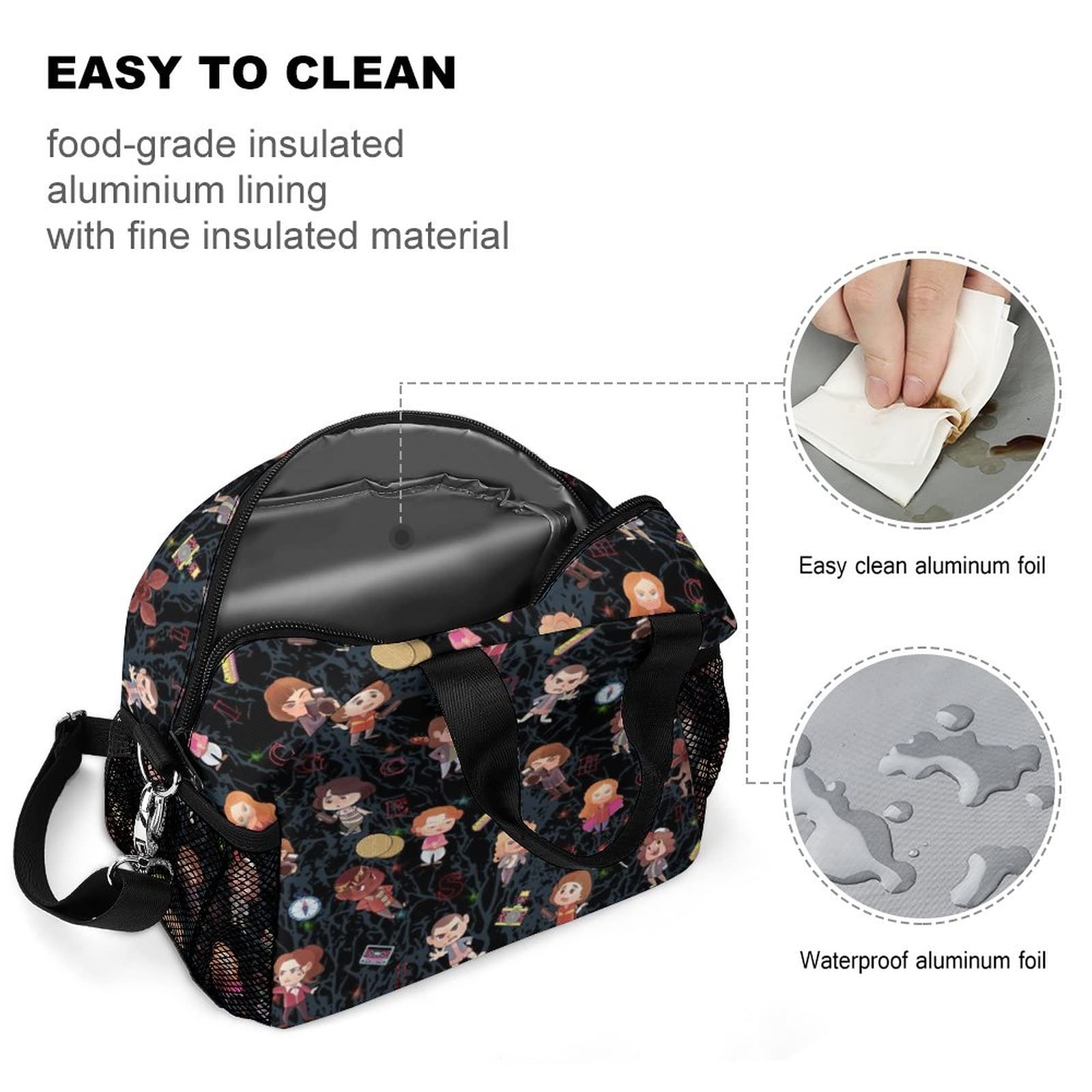 Lunch Box for Leakproof Thermal Cooler Sack Food Handbags Case High Capacity forTravel Work School Picnic Shoulder Strap Lunch Bag,Women Men Reusable Insulated Lunch Tote Bag- Black