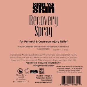 Skin to Skin Recovery Spray 50 ml - Natural Postpartum Spray - Blend of Calendula, Witch Hazel, and Frankincense, Perineal Spray Postpartum