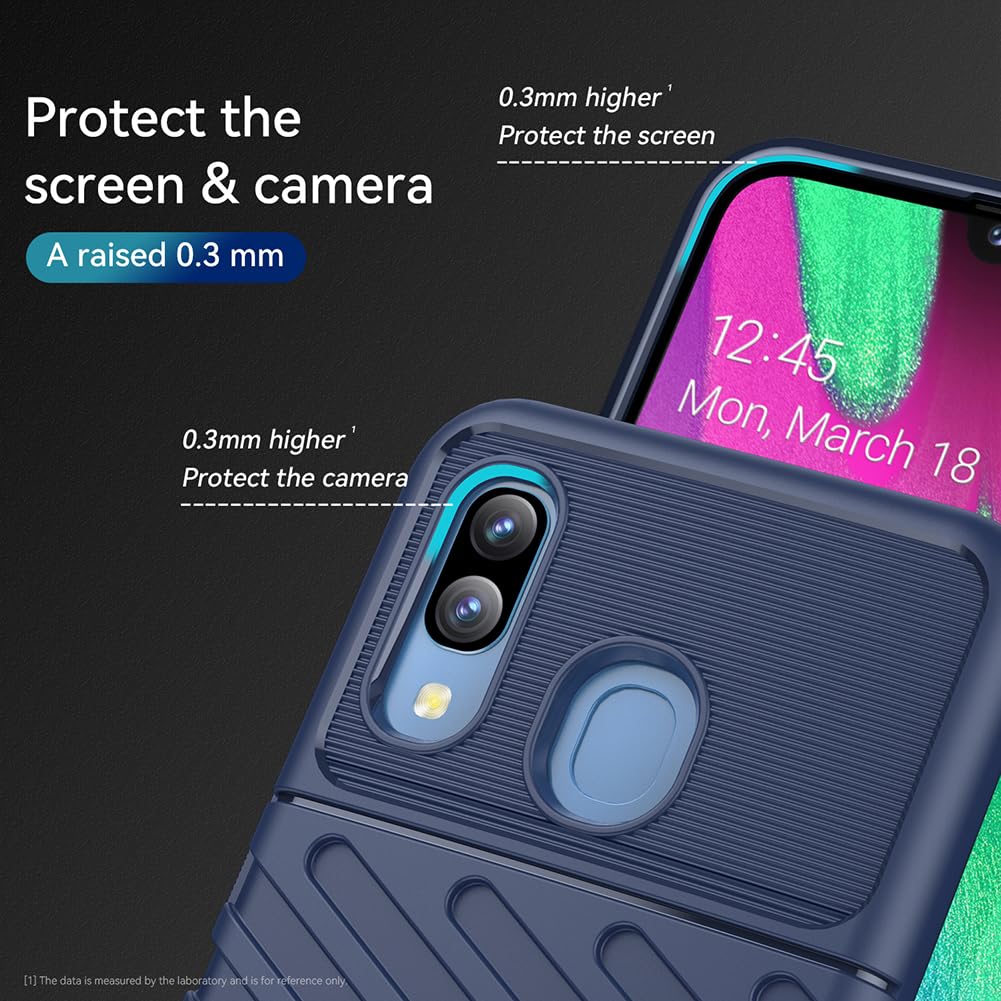 DFTCVBN Phone Case for Galaxy A40 Case, Samsung A40 SM-A405F Case with Screen Protector, Military Grade Shockproof Rugged Shield Anti-Scratch Soft TPU Back Cover Cases for Samsung Galaxy A40 blue