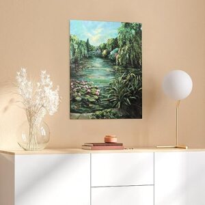 Summer Impressionism Famous Oil Painting Landscape Painting Trees Lotus River Green Wall Art Wall Art Paintings Canvas Wall Decor Home Decor Living Room Decor Aesthetic 12x16inch(30x40cm) Unframe-st