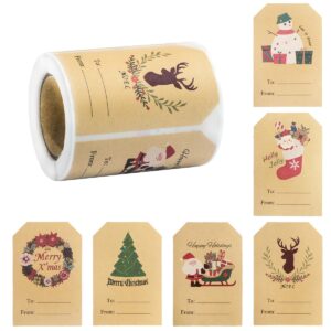 christmas gift tags stickers 200pcs christmas decorations stickers self adhesive christmas name tags for gifts holiday gift stickers santa to from gift tag stickers gift wrapping labels for presents …
