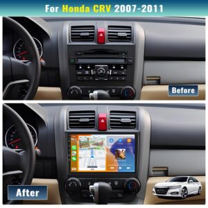 Car Stereo MP5 Player for Honda CRV 2007-2011 Car Radio with Apple Carplay Android Auto Mirror Link, 9" Touch Screen Car Radio with Bluetooth Backup Camera FM SWC Dual USB Input