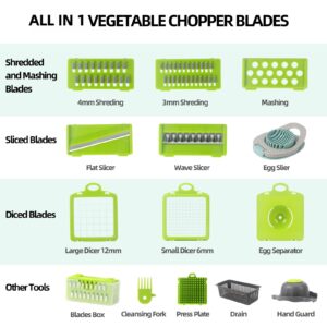 Vegetable Chopper Vegetable Cutter Mandoline Vegetable Slicer - Veggie Onion Potato Salad Food Chopper Manual-Veg Chopper and Dicer/Julienner- Kitchen Tools & Gadgets, Includes a Free Egg Slicer.