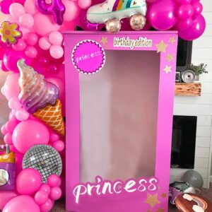 Holipardy Princess Pink Balloon Garland Arch Kit with Hot Pink Ice-cream Brust Star Disco Foil Balloons for Girls Lady Theme Party Birthday decorations