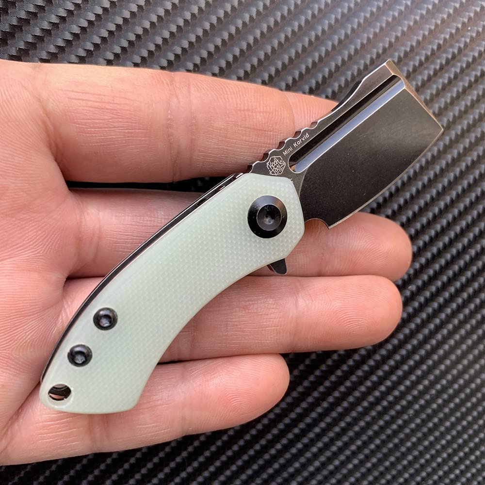 KANSEPT Knives Mini Korvid Cleaver Mini Pocket Knife Jade G10 Handle Kydex Sheath