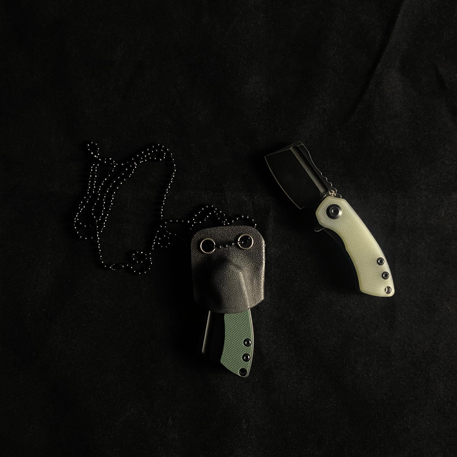 KANSEPT Knives Mini Korvid Cleaver Mini Pocket Knife Jade G10 Handle Kydex Sheath