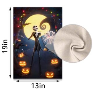 Vohado Nightmare Before Christmas Garden Flag Zero and Jack Skellington Birthday Party Decoration Halloween Pumpkin Double Sized Yard Sign Outdoor Decor