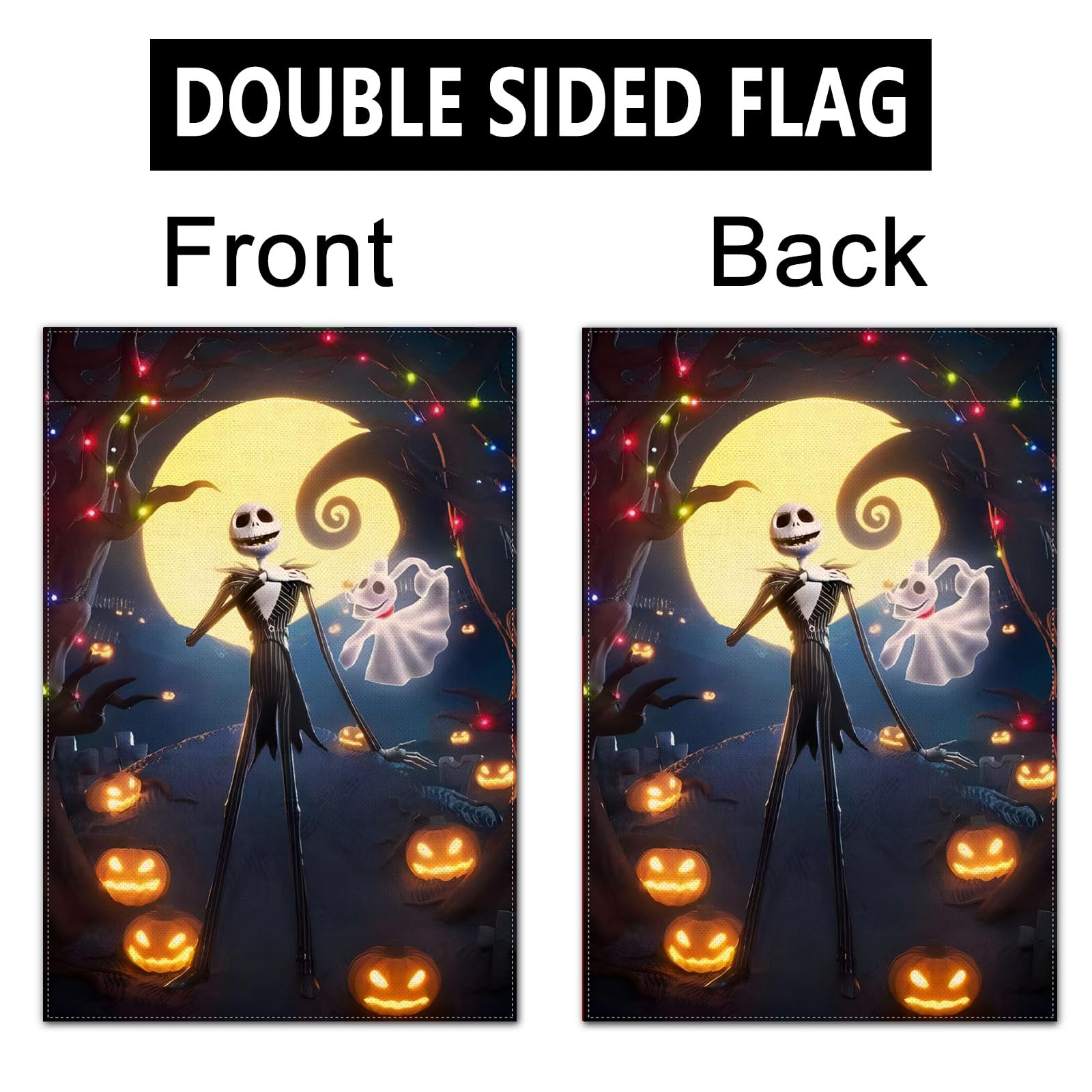 Vohado Nightmare Before Christmas Garden Flag Zero and Jack Skellington Birthday Party Decoration Halloween Pumpkin Double Sized Yard Sign Outdoor Decor