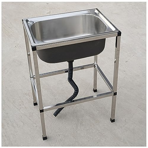 1 Compartment Restaurant Kitchen Utility Sink, Free Standing Mobile Sink Single Bowl, Multifunction Washbasin, Easy to Clean, for Laundry Room Bathroom Farmhouse Garage (Size : A 53x38cm/20.8x15in)