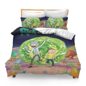 tviacuhr Cartoon Anime Comforter Cover Set 3 Piece Full Size 3D Printed Bedding Set for Teens Boys Girs Adults Gift for Bedroom Room Decor 1 Quilt Cover 2 Pillow Cases 86"×70"