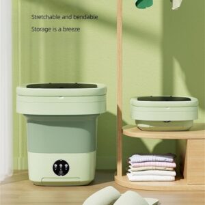 Boredbay Portable Washing Machine, 9L Large Capacity Small Washing Machine,Foldable Washing Machine with Spin-Dry Basket,Mini Washer (Green)