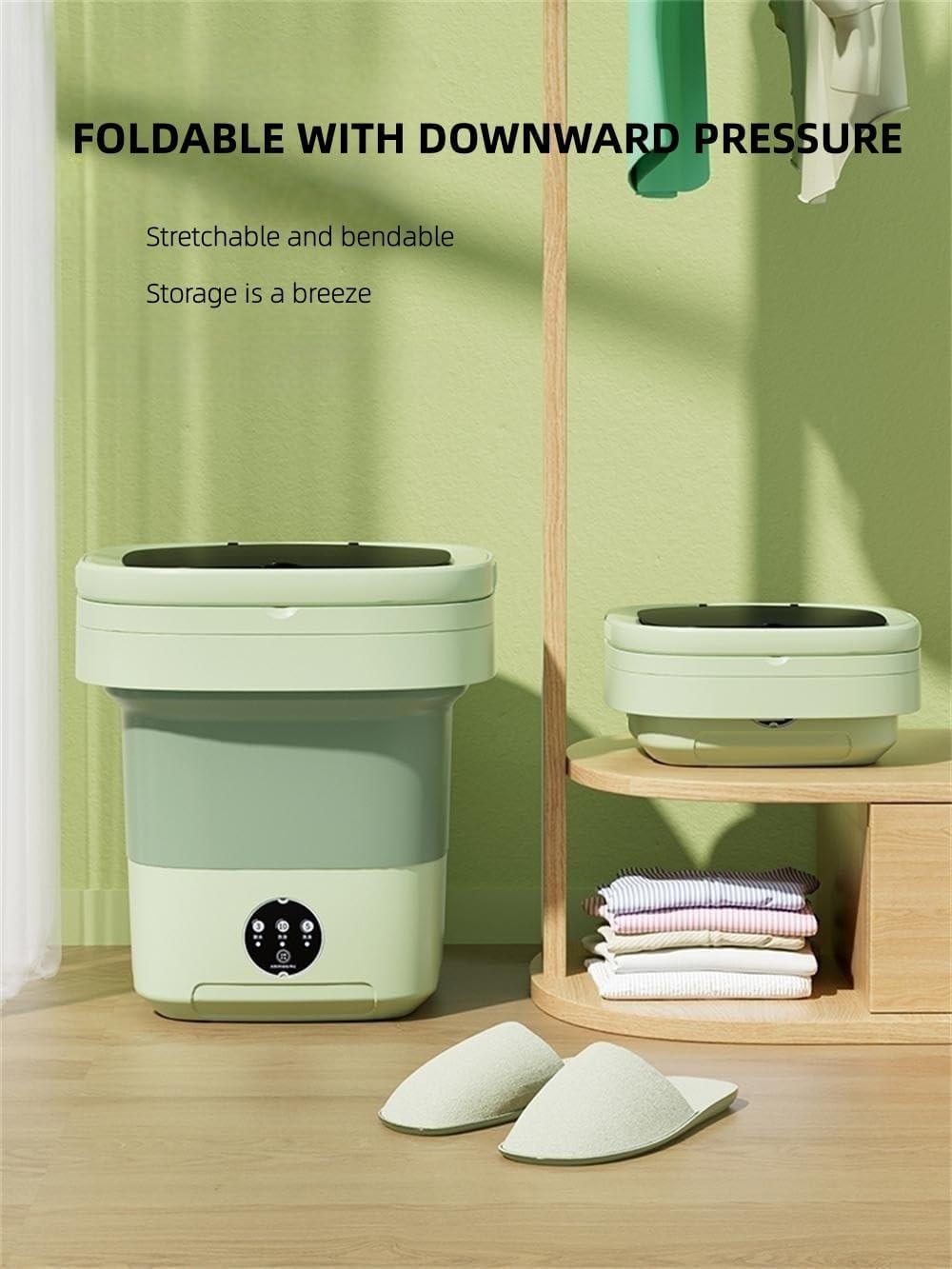 Boredbay Portable Washing Machine, 9L Large Capacity Small Washing Machine,Foldable Washing Machine with Spin-Dry Basket,Mini Washer (Green)