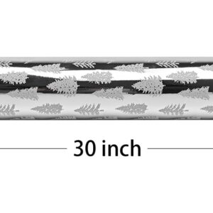 LDGOOAEL Reversible Christmas Wrapping Paper Jumbo Roll - Silver Holiday Tree & Stripes - 30 inches x 100 Feet