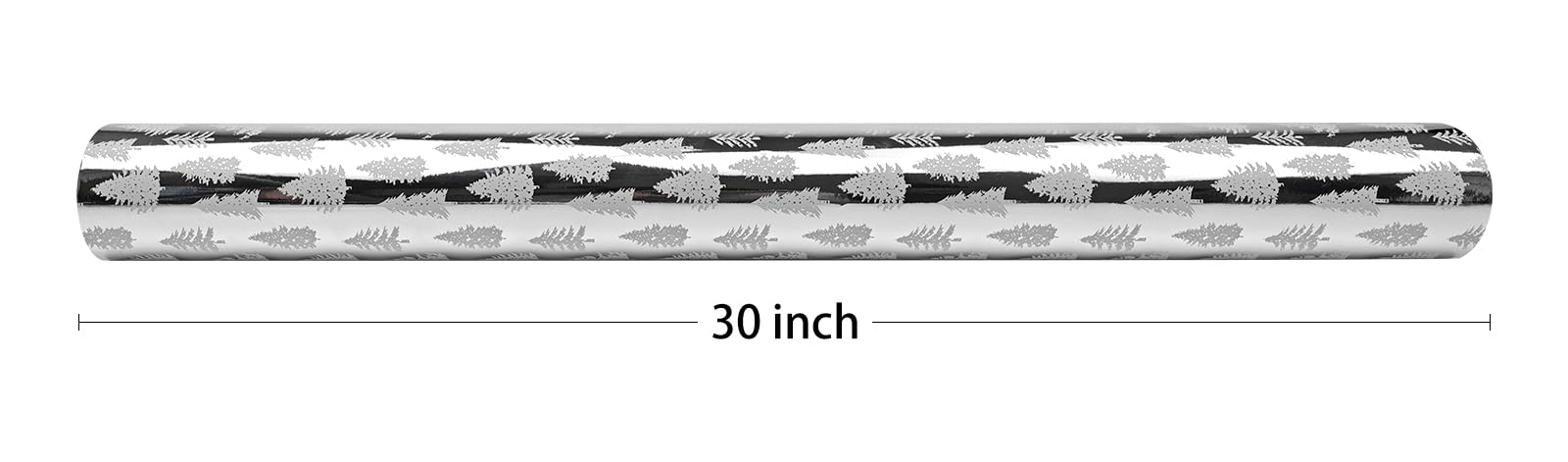 LDGOOAEL Reversible Christmas Wrapping Paper Jumbo Roll - Silver Holiday Tree & Stripes - 30 inches x 100 Feet