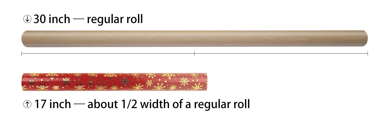 LDGOOAEL Mini Short Small Christmas Wrapping Paper Roll (17" X 120") - Gold Foil Snowflakes on Red