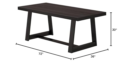 Plank+Beam 72 Inch Farmhouse Dining Table, Solid Wood Rustic Kitchen Table, Large Wooden Rectangular Dinner Table for Dining Room, Home Office, Living Room Furniture, Easy Assembly, Black Wirebrush