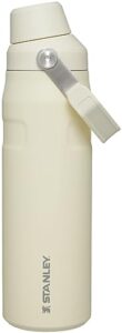 stanley iceflow fast flow water bottle 24 oz | angled spout lid | lightweight & leakproof for travel & gym | insulated stainless steel | bpa-free | cream glimmer