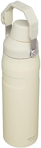 Stanley IceFlow Fast Flow Water Bottle 24 OZ | Angled Spout Lid | Lightweight & Leakproof for Travel & Gym | Insulated Stainless Steel | BPA-Free | Cream Glimmer