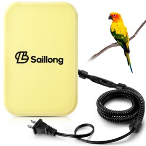 Saillong 8.5W Bird Cage Heater, Bird Warmer with Thermostatically Controlled, Bird Cage Heating Pad for Parakeets, Parrots, Exotic Pet Birds, with Anti Bite Rope, 3.7 x 5.7 x 0.5 Inches