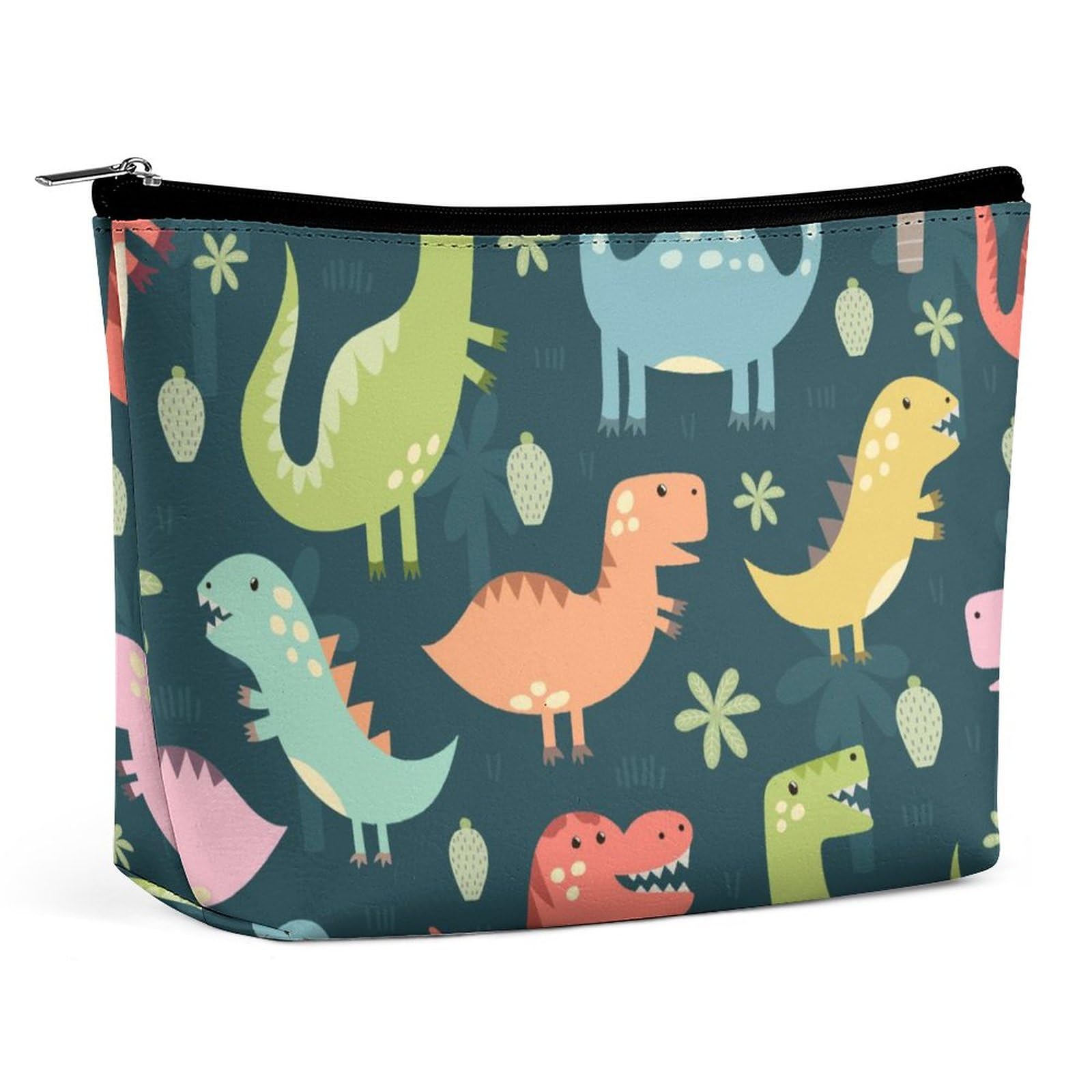 Meaudiwes Makeup Bag, Portable Toiletry Pouch for Travel, Funny Cute Dinosaurs Lightweight Toiletry Pouch, Cosmetic Bag Accessory Organizer for Women