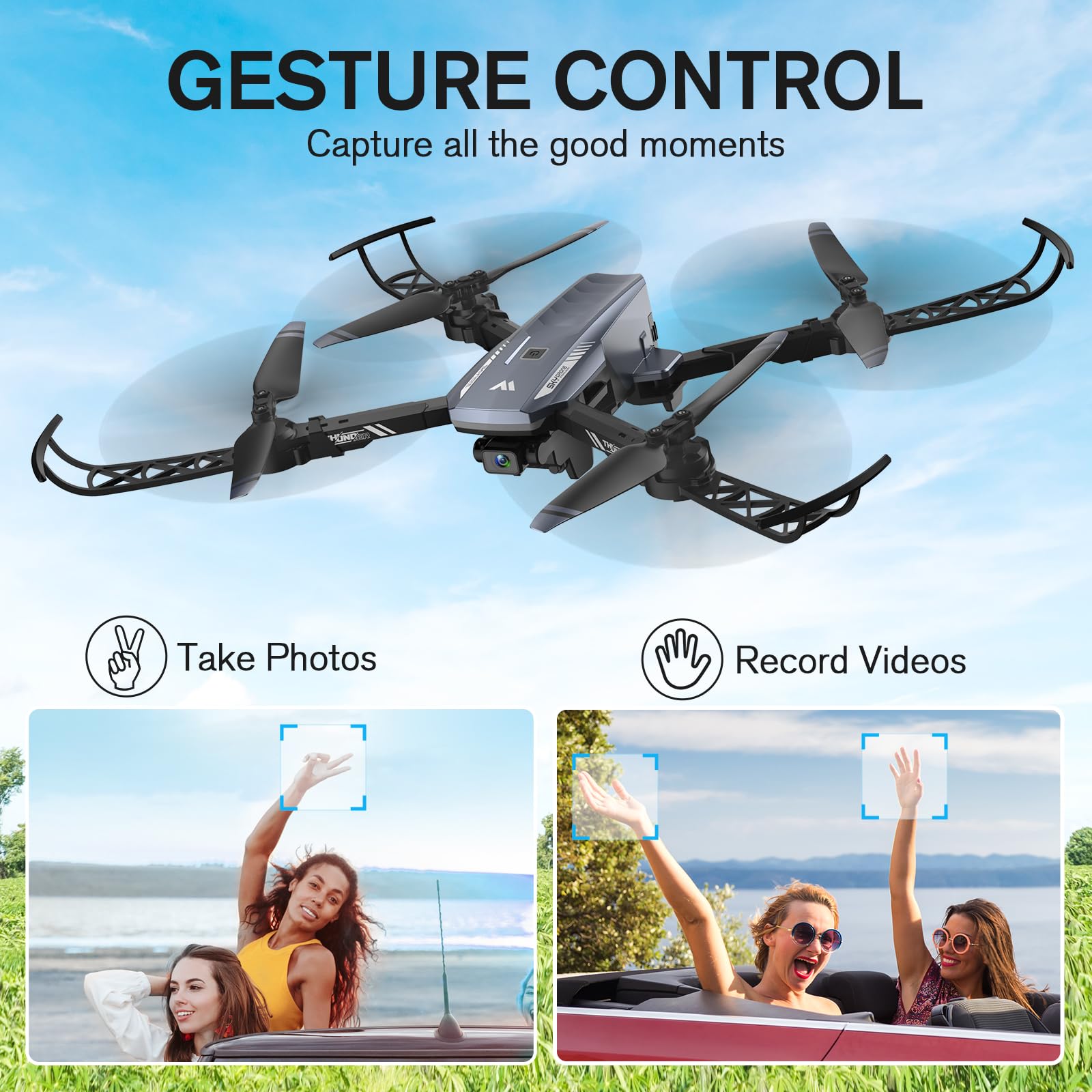 DROCON Drone with Camera for Adults ,1080P HD Adjustable WIFI FPV Drone for Kids Beginners,RC Mini Drone Toys Gifts with Altitude Hold,360°Flip ,Headless,Gestures Selfie,3 Speed Mode, 2 Batteries with Carrying Bag