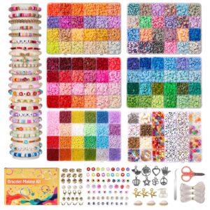 22600pcs friendship bracelet kit,96 colors clay beads+72 colors 3mm glass seed beads,charm clay bead bracelet kit for girls,bracelet making kit,for christmas gift