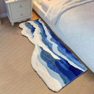 ZYLG Wave Shape Furry Bedroom Rug, Fluffy Area Rug, Bathroom Rugs, Children's Room, Bathroom Mats,Bath Mats(31.5 x 19.7 in)