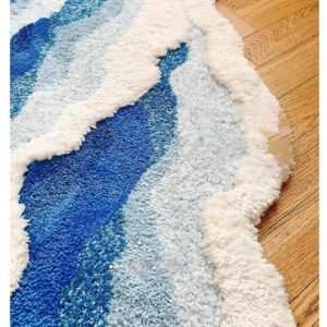 ZYLG Wave Shape Furry Bedroom Rug, Fluffy Area Rug, Bathroom Rugs, Children's Room, Bathroom Mats,Bath Mats(31.5 x 19.7 in)