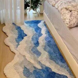 ZYLG Wave Shape Furry Bedroom Rug, Fluffy Area Rug, Bathroom Rugs, Children's Room, Bathroom Mats,Bath Mats(31.5 x 19.7 in)