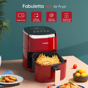 Air Fryers 4 Qt, Fabuletta 9 Cooking Functions Smart Air Fryers, Shake Reminder, Powerful 1550W Electric Hot Air Fryer,Tempered Glass Display, Dishwasher-Safe & Nonstick, Quiet, Fit for 2-4 People