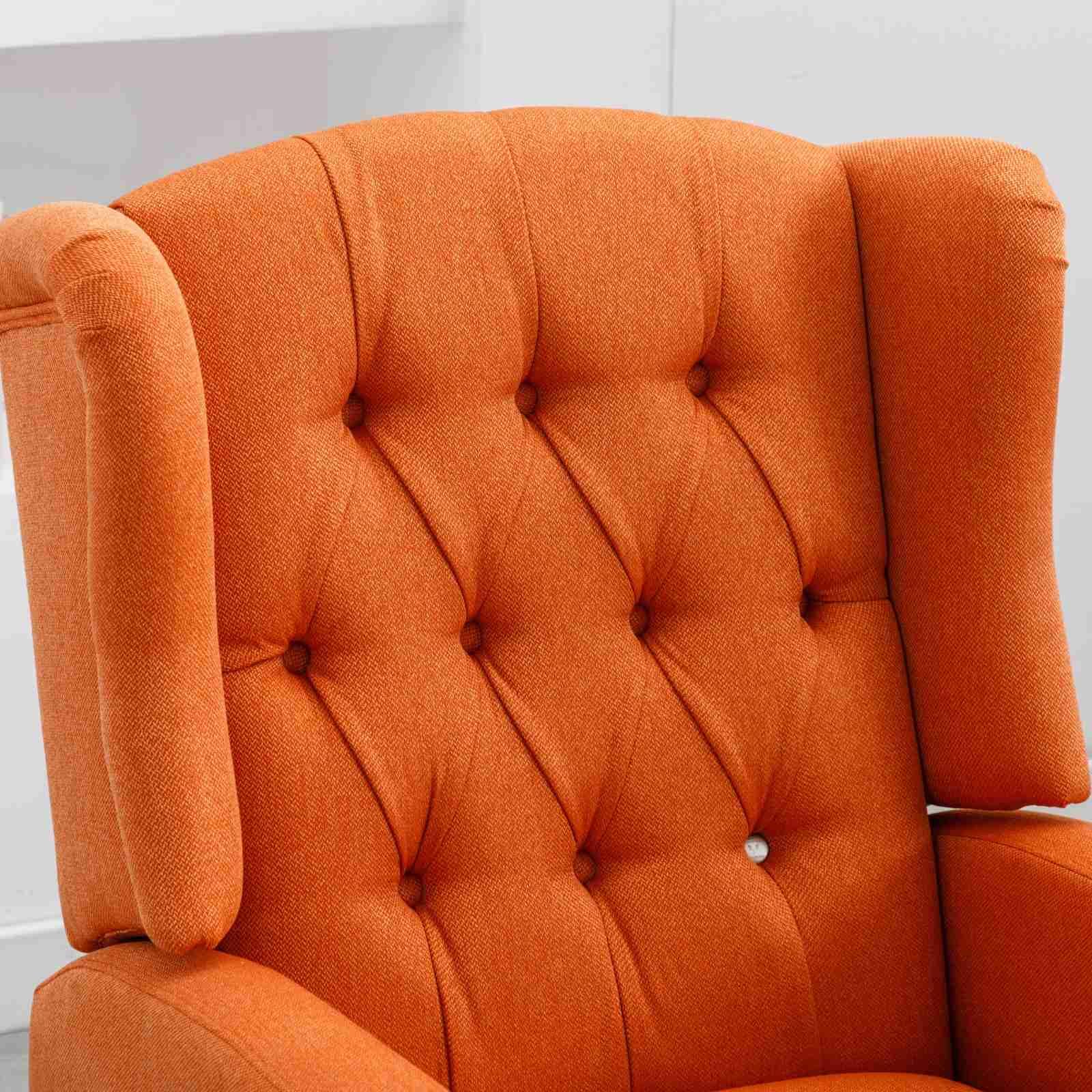 FRITHJILL Pushback Recliner, Wingback Club Home Theater Seating, Tufted Accent Chair for Living Room Bedroom, Orange