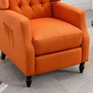 FRITHJILL Pushback Recliner, Wingback Club Home Theater Seating, Tufted Accent Chair for Living Room Bedroom, Orange