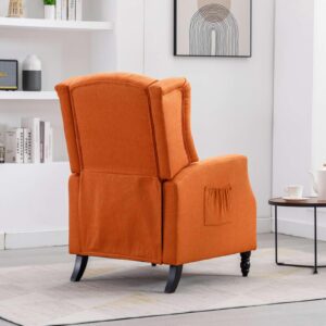 FRITHJILL Pushback Recliner, Wingback Club Home Theater Seating, Tufted Accent Chair for Living Room Bedroom, Orange