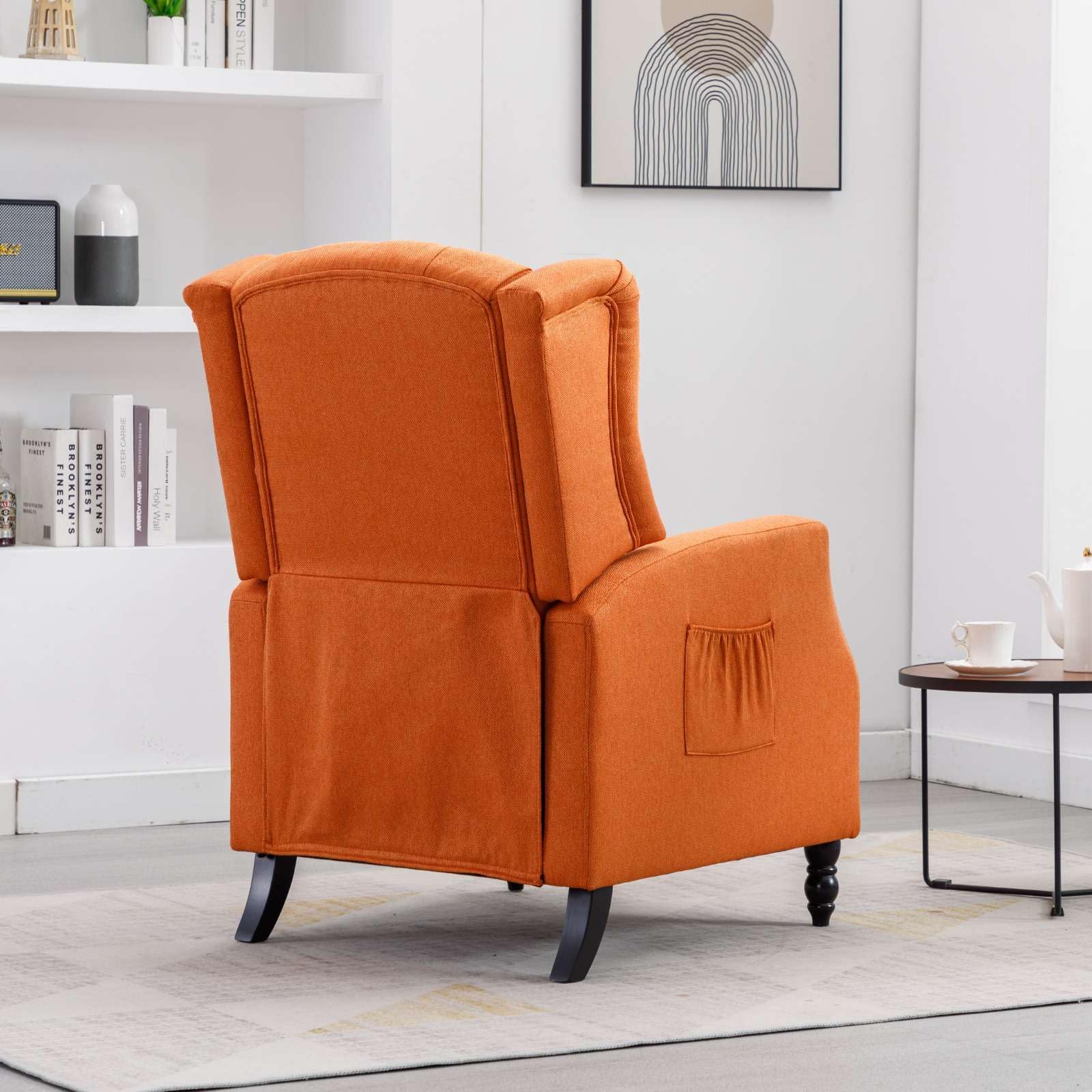 FRITHJILL Pushback Recliner, Wingback Club Home Theater Seating, Tufted Accent Chair for Living Room Bedroom, Orange