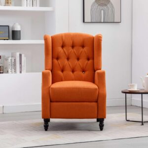 FRITHJILL Pushback Recliner, Wingback Club Home Theater Seating, Tufted Accent Chair for Living Room Bedroom, Orange