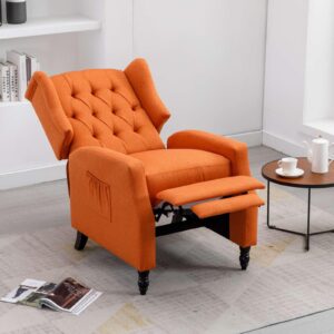 FRITHJILL Pushback Recliner, Wingback Club Home Theater Seating, Tufted Accent Chair for Living Room Bedroom, Orange